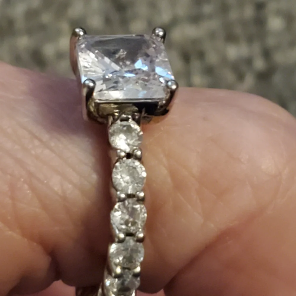 925 sterling silver princess cut diamond cz eternity ring